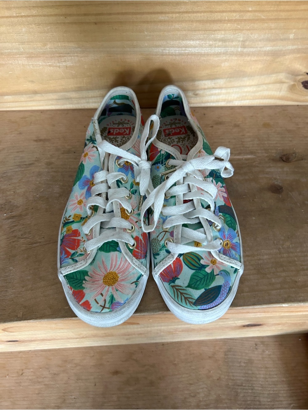 Keds Floral Canvas Sneakers in White with Multicolor Blooms
